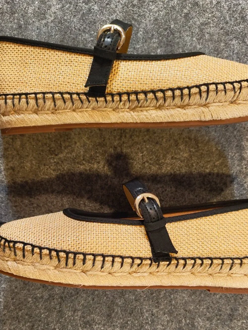 J.Crew Canvas Mary Jane Espadrilles Natural Gold Size 7 NIB